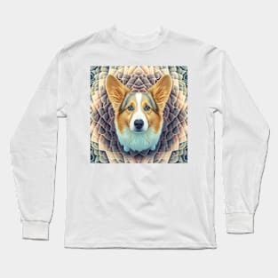 Fractal Design of A Corgi Long Sleeve T-Shirt